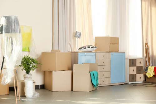 Professional removals team preparing a moving van in Temple