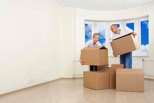 Boxes and furniture prepared for local removals in Temple